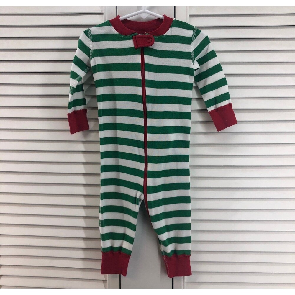 Hanna Andersson size 75 12-18M holiday pajamas organic one piece zip up